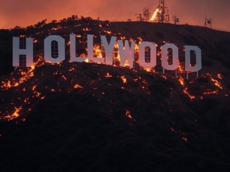 El incendio en Hollywood Hills amenaza monumentos emblemáticos de Los Ángeles