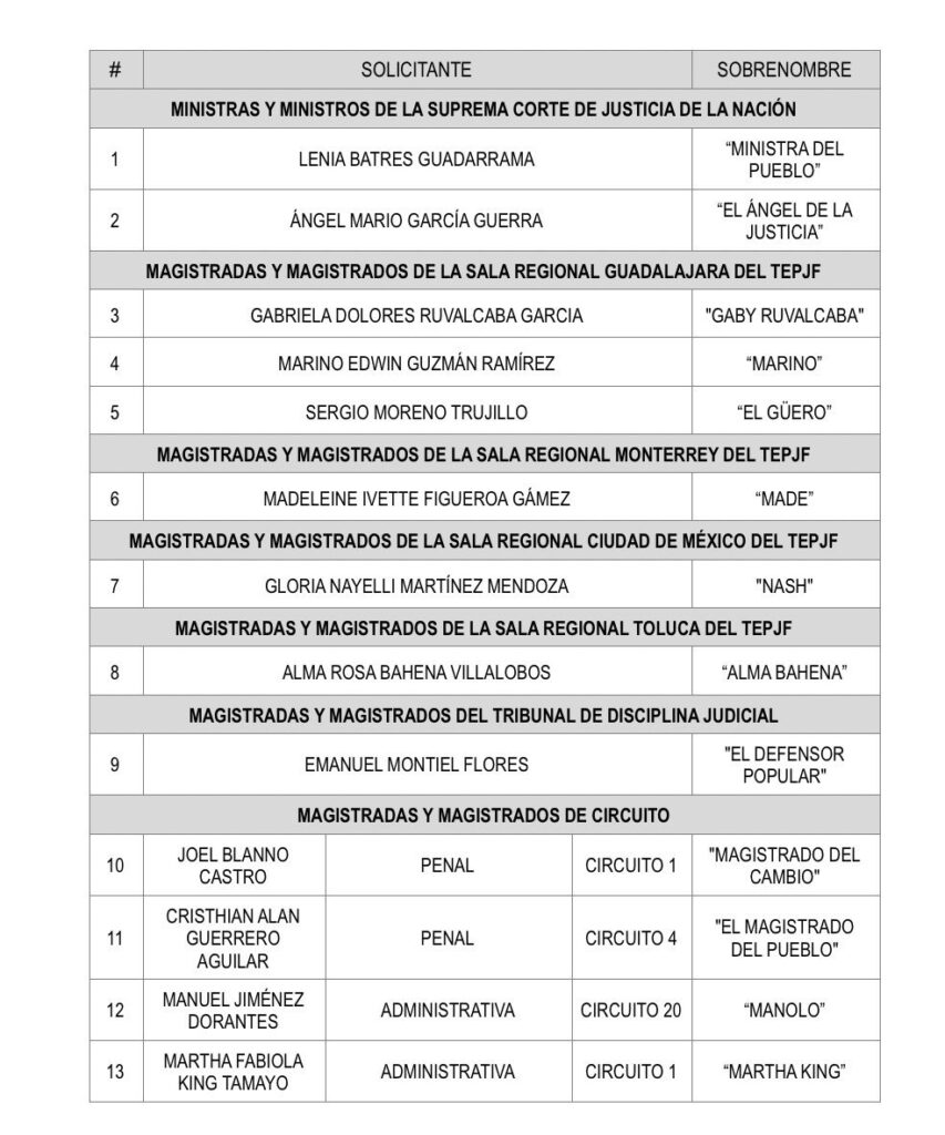 Niega INE apodos a aspirantes en elección judicial