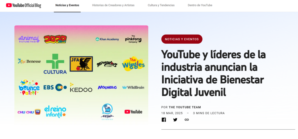 YouTube lanza la Iniciativa de Bienestar Digital Juvenil