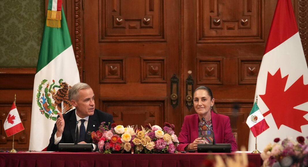 Sheinbaum recibe al primer ministro de Canadá en Palacio Nacional