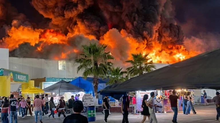Atienden daños tras incendio en feria de Tabasco