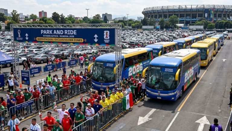 Mundial 2026: aficionados utilizan servicio Park and Ride rumbo al estadio