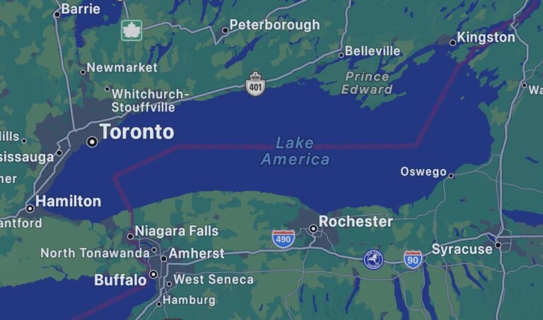 Apple cambia el lago Ontario a “lago Estados Unidos”